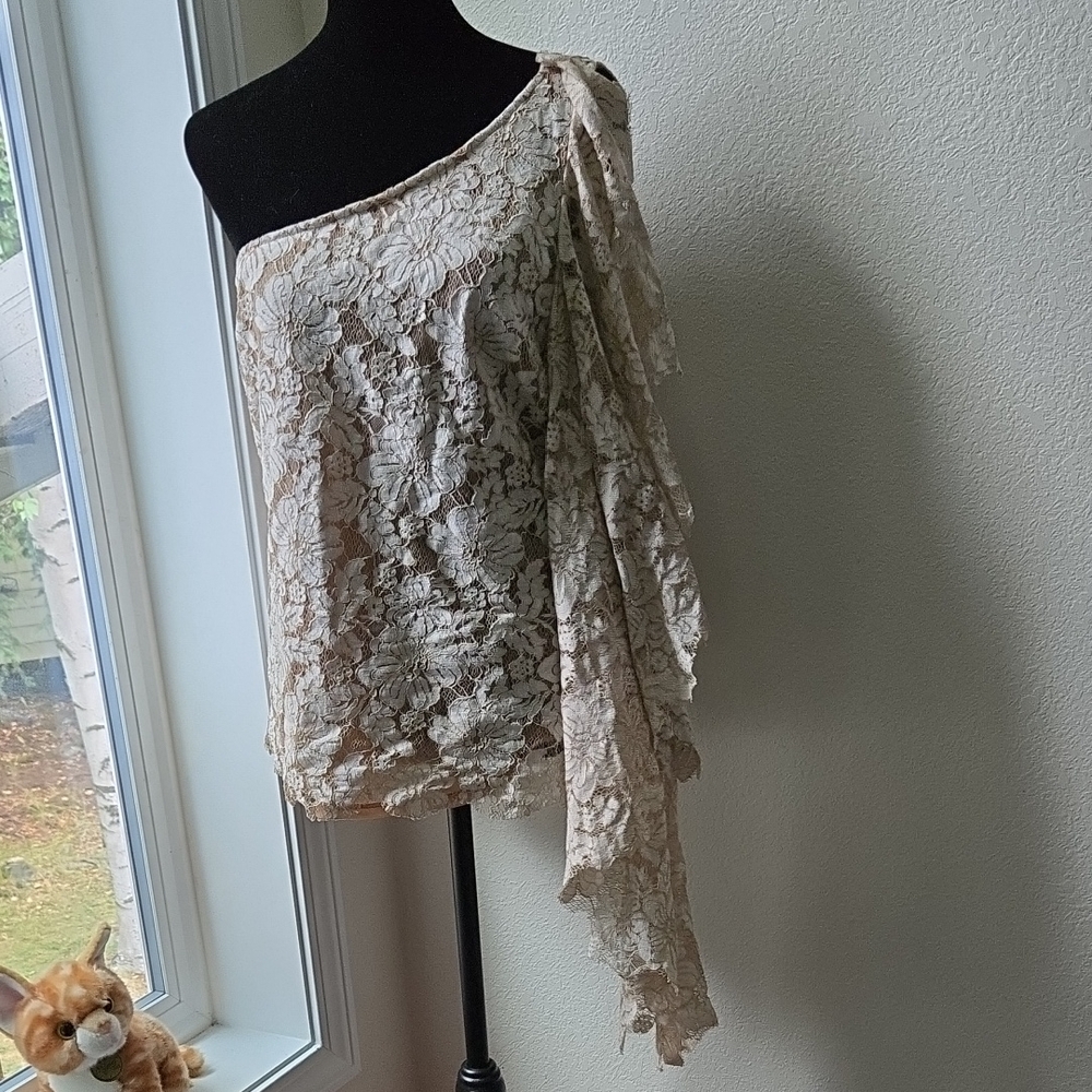 Tracy Reese Blush Lace Detail Top